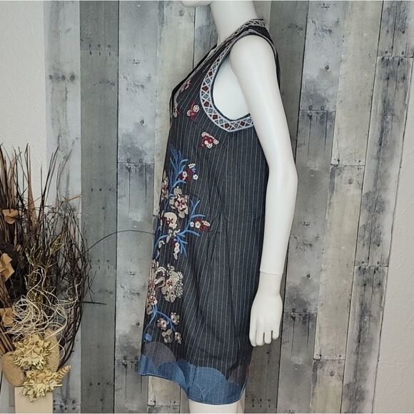 FOXIEDOX Yumiko Embroidered Shift Dress In Gray - Picture 3 of 12